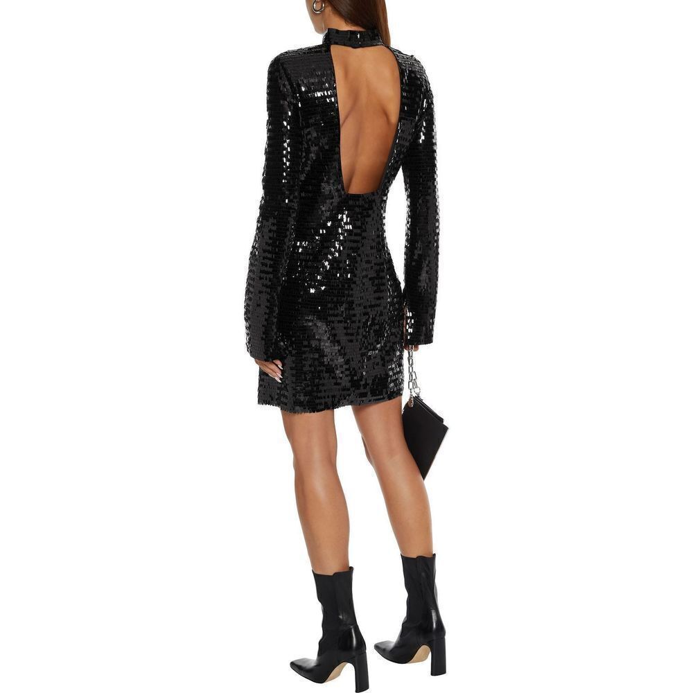 HELMUT LANG Open-back Sequined Tulle Mini Dress Cocktail Long Sleeve Size 8 - Picture 2 of 8